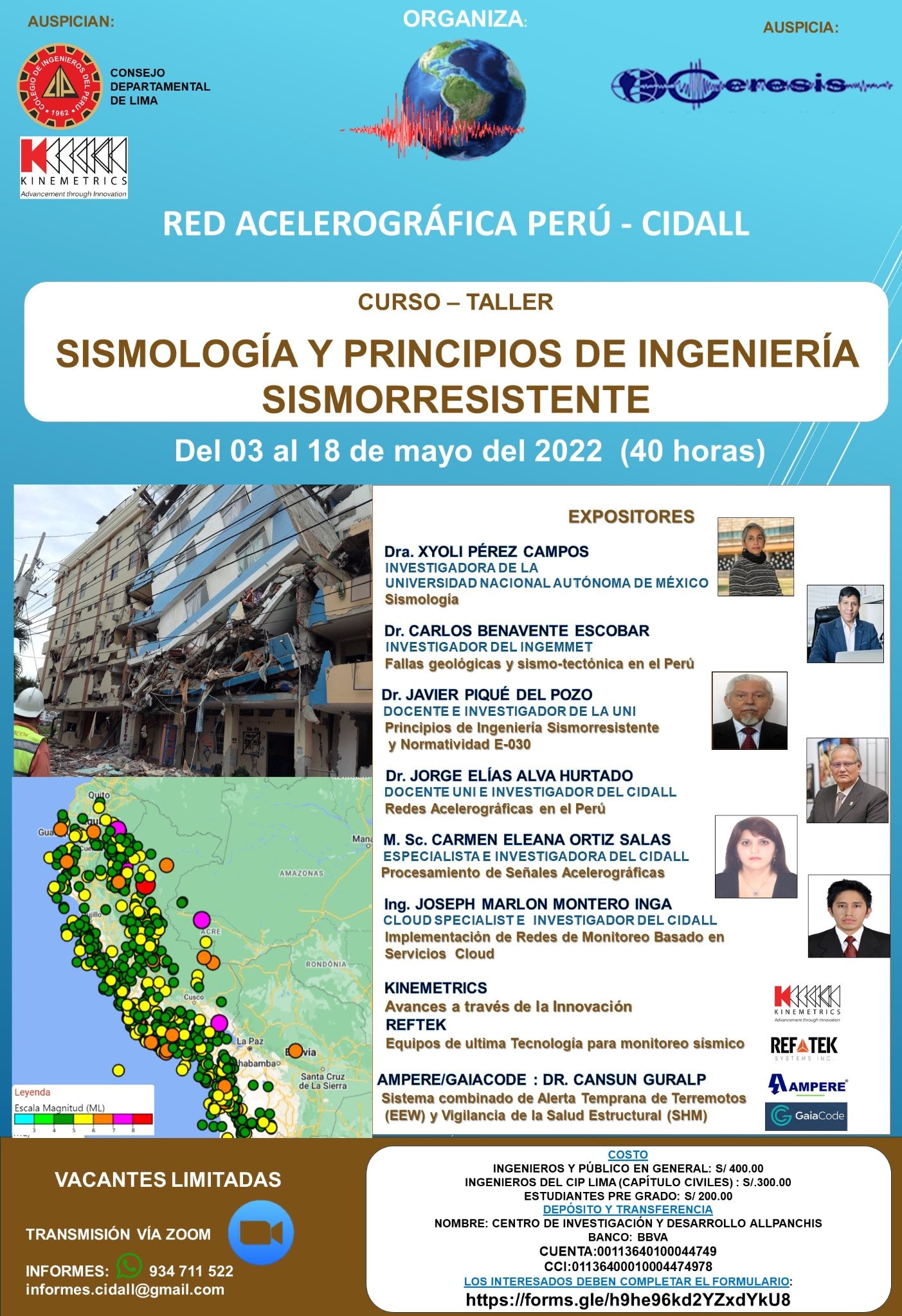 CURSO DE SISMOLOGÍA Y PRINCIPIOS DE INGENIERÍA SISMORRESISTENTE